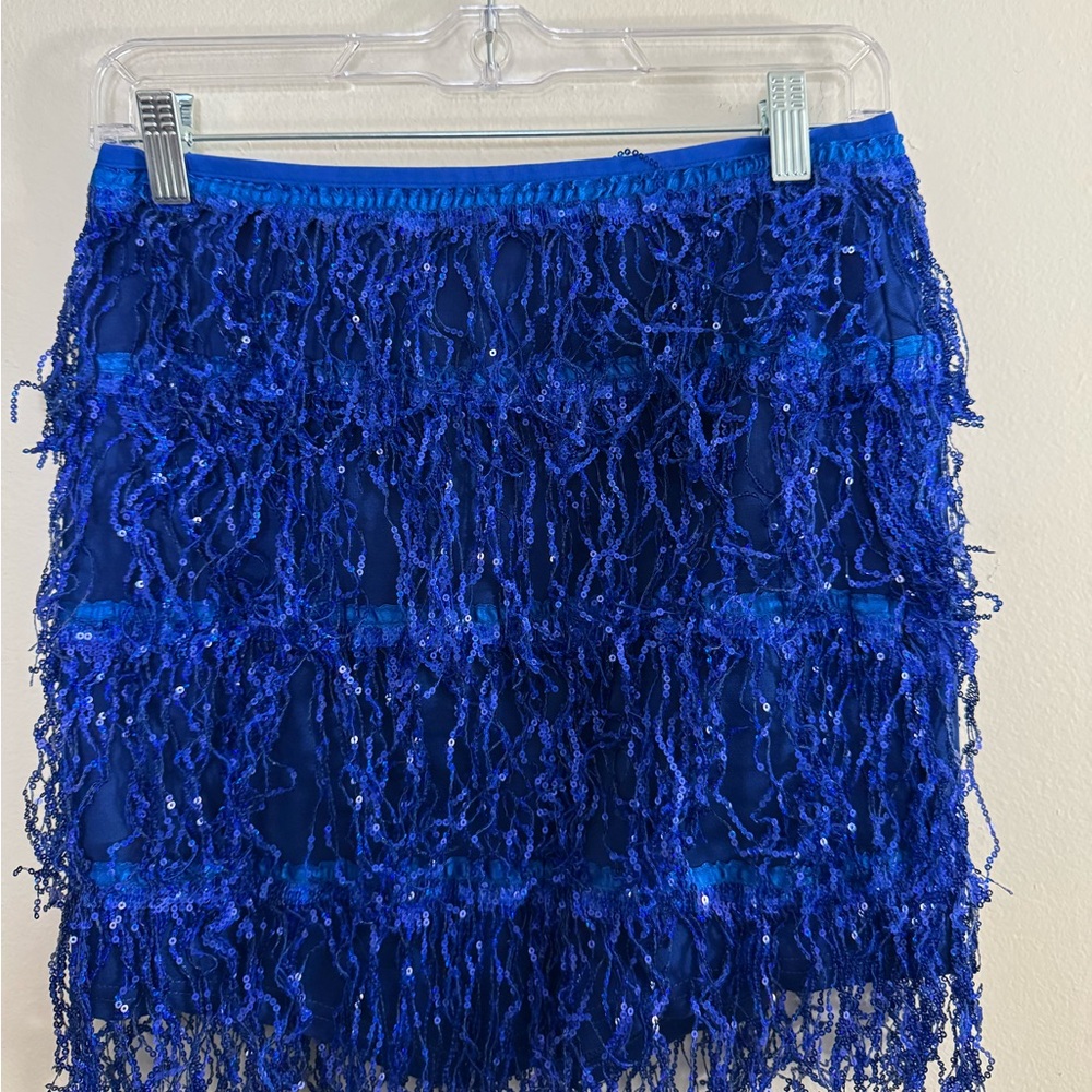 SIZE M Blue Fringe Disco Skirt